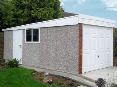 Spar Pent Concrete Garage 230 - Brick Posts, PVCu Window and Fascias Spar Pent Concrete Garage 230 - Brick Posts, PVCu Window and Fascias
