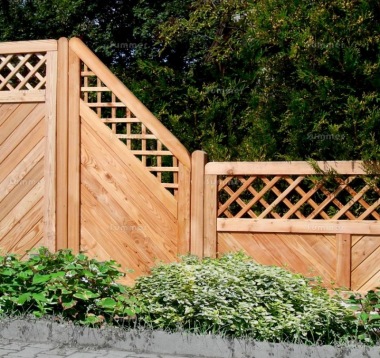 Fence Panel 545 - Stepped Height, Larch, 18mm T and G, 4x2 Frame