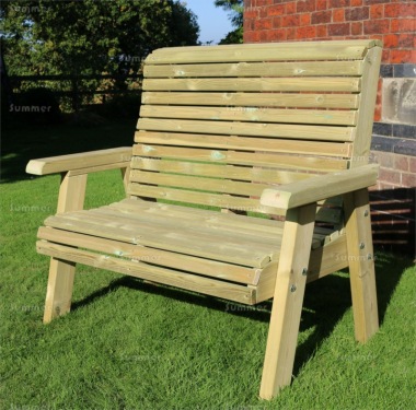 High Back 2 Seater Bench 697 - Pressure Treated, Fully Assembled