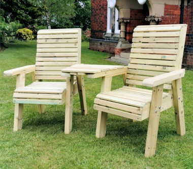 Pressure Treated Love Seat 699 - Angled Tray, Fully Assembled