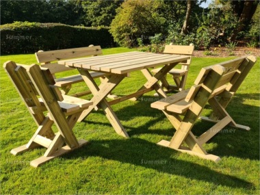 6 Seater Pressure Treated Dining Set 705 - Chairs, Benches, Table