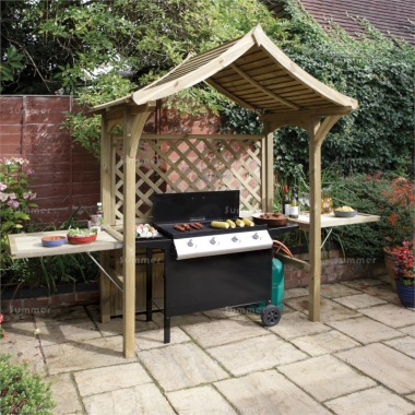 Pressure Treated Barbecue Shelter 36 - With Folding Sides and Seat