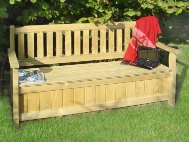 3 Seater Storage Bench 214 - Pressure Treated, Hinged Lid