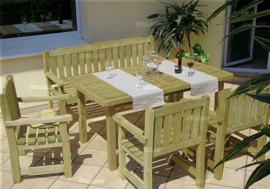 4-6 Seater Bench Set 372 - Pressure Treated, Rectangular Dining Table