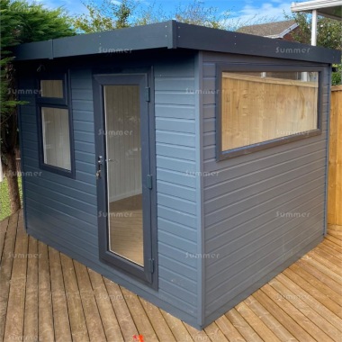 Pent Garden Office 442 - Painted, Double Glazed PVCu