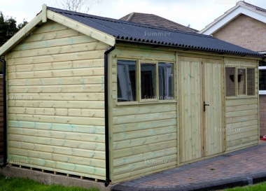 Pressure Treated Apex Shed 634 - Thicker Boards, Corrugated Roof, Fitted Free