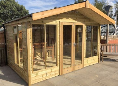 Apex Summerhouse 718 - Pressure Treated, Large Panes, Fitted Free