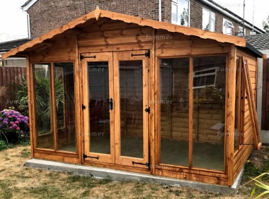 Apex Summerhouse 120 - Large Panes, Double Door, Fitted Free