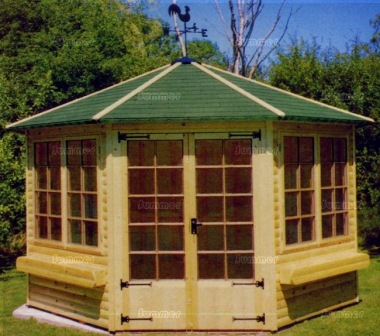 Georgian Octagonal Summerhouse 138 - Felt Tiles, Internal Lining, Fitted Free