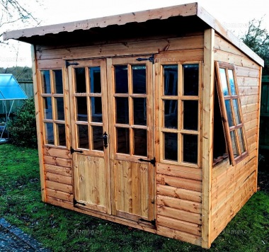 Pent Summerhouse 171 - Georgian Glazing, Double Door, Fitted Free Pent Summerhouse 171 - Georgian Glazing, Double Door, Fitted Free