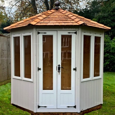 Octagonal Summerhouse 208 - Double Door, Vertical Cladding, Fitted Free