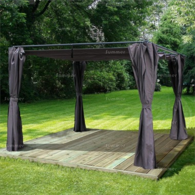 Metal Gazebo 105 - Retractable Canopy, Curtains Metal Gazebo 105 - Retractable Canopy, Curtains