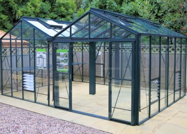 Large Twin Apex Greenhouse 624 - Box Section Large Twin Apex Greenhouse 624 - Box Section