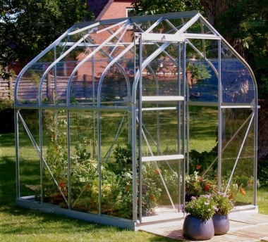 Aluminium Greenhouse 137 - Silver, Curved Eaves