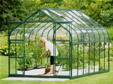 Aluminium Greenhouse 148 - Green, Curved Eaves
