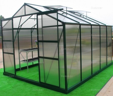 Aluminium Greenhouse 067 - Green, Polycarbonate, Base Included Aluminium Greenhouse 067 - Green, Polycarbonate, Base Included