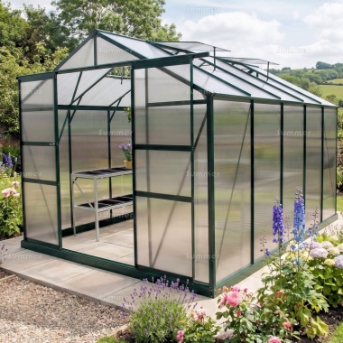 Aluminium Greenhouse 067 - Green, Polycarbonate, Base Included Aluminium Greenhouse 067 - Green, Polycarbonate, Base Included