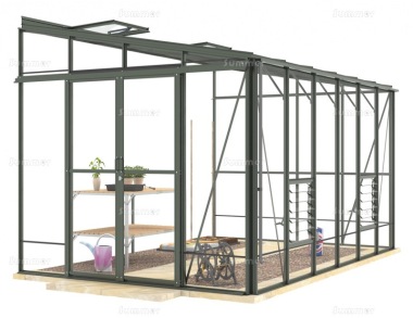 Aluminium Lean To Greenhouse 93 - Toughened Glass Aluminium Lean To Greenhouse 93 - Toughened Glass