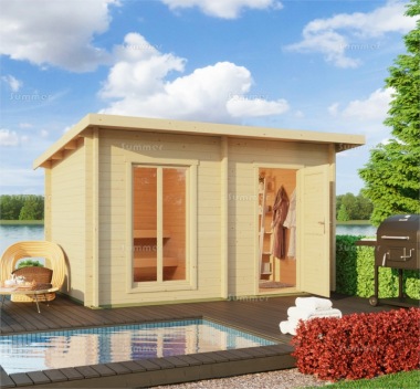 Two Room Pent Roof Log Cabin 090 - Double Glazed, FSC® Certified