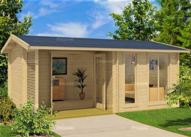 Side Door Apex Log Cabin 379 - Integral Porch, FSC® Certified Side Door Apex Log Cabin 379 - Integral Porch, FSC® Certified