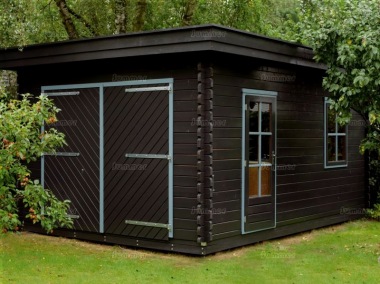 Wooden Log Garage 314 - Hinged Doors, EPDM Roof Wooden Log Garage 314 - Hinged Doors, EPDM Roof