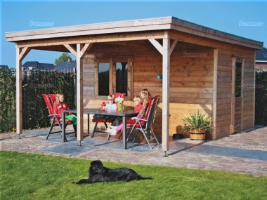 Pent Roof Gazebo 394 - With Integral Summerhouse
