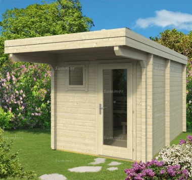 70mm Pent Roof Log Cabin Sauna 967 - Slatted Benches, 2 Rooms 70mm Pent Roof Log Cabin Sauna 967 - Slatted Benches, 2 Rooms