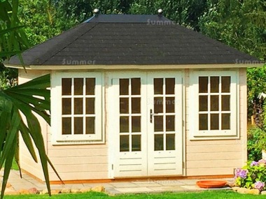Hipped Roof Double Glazed Log Cabin 304 - 45mm, Bespoke Hipped Roof Double Glazed Log Cabin 304 - 45mm, Bespoke