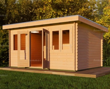 45mm Double Door Pent Roof Log Cabin 622 - Double Glazed 45mm Double Door Pent Roof Log Cabin 622 - Double Glazed