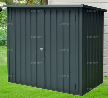 Pent Metal Shed 418 - Hinged Double Doors, Galvanized Steel Pent Metal Shed 418 - Hinged Double Doors, Galvanized Steel