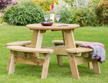 8 Seater Round Picnic Table 844 - 2ft 7in Table, Pressure Treated, PEFC Certified 8 Seater Round Picnic Table 844 - 2ft 7in Table, Pressure Treated, PEFC Certified