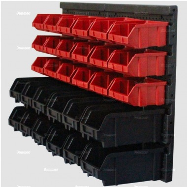 Storage bins with mounting panel, 30 bins