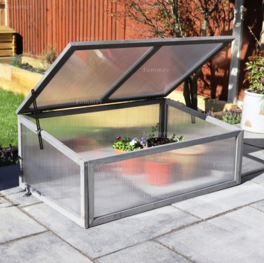 Wooden Cold Frame 040 - Polycarbonate, Grey Wash Paint Finish