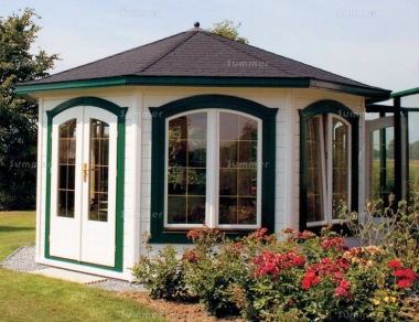 Octagonal Summerhouse 679 - Two Double Doors, 45mm Thick Walls