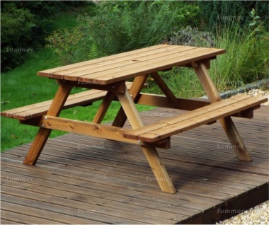Traditional Picnic Bench 133 - Rectangular Table, Fully Assembled, FSC® Certified
