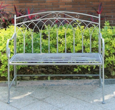 2 Seater Vintage Bench 692 - Wrought Iron, Grey Antique Finish