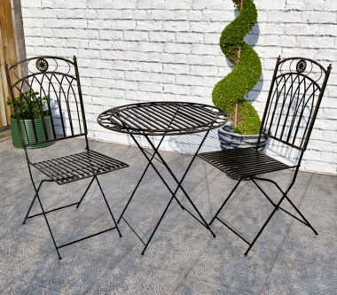 Vintage 2 Seat Bistro Set 613 - Black Antique Finish, Fully Assembled