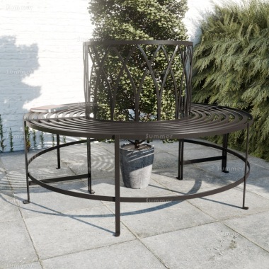 Vintage Tree Seat 604 - Wrought Iron, Black Antique Finish, All Round