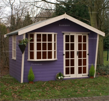 Cabin Style Apex Summerhouse 429 - Painted, Bay Window, Fitted Free