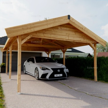 Wooden Carport 277 - Apex Roof, Felt Tiles Wooden Carport 277 - Apex Roof, Felt Tiles
