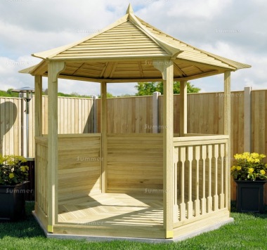 Gazebo 237 - Hexagonal, Pressure Treated, Slatted Roof