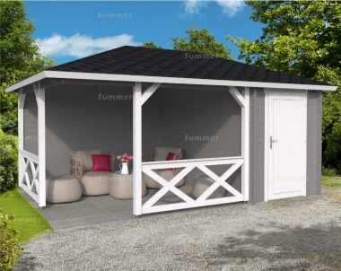 28mm Wooden Corner Gazebo 910 - With Integral Storage 28mm Wooden Corner Gazebo 910 - With Integral Storage