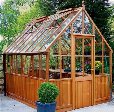 Cedar Victorian Greenhouse 630 - Part Boarded, Hinged Door Cedar Victorian Greenhouse 630 - Part Boarded, Hinged Door