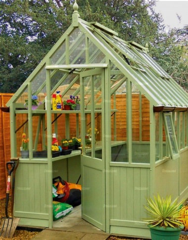 Painted Cedar Victorian Greenhouse 631 - Part Boarded