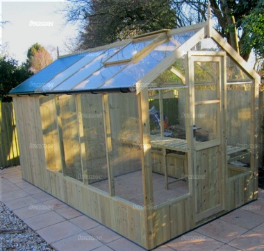 Thermowood Wooden Greenhouse 212 - Built In Shed, Fitted Free