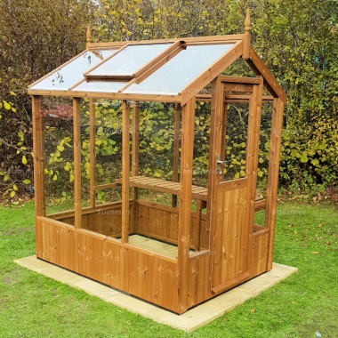 Thermowood Wooden Greenhouse 232 - Toughened Glass, Fitted Free