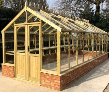 Dwarf Wall Greenhouse 552 - Pressure Treated, Toughened Glass, Fitted Free