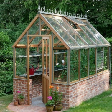 Dwarf Wall Victorian Greenhouse 650 - Cedar, Steep Roof Dwarf Wall Victorian Greenhouse 650 - Cedar, Steep Roof