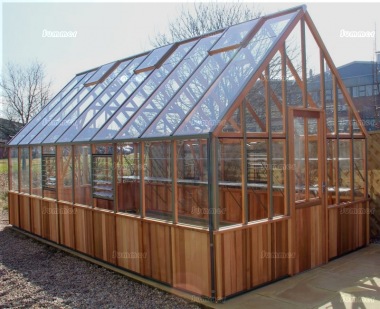 Cedar Victorian Greenhouse 660 - Steep Roof, Hinged Door Cedar Victorian Greenhouse 660 - Steep Roof, Hinged Door