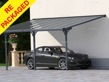 Repackaged Aluminium Lean To Gazebo 372 - Adjustable Height, Polycarbonate Roof